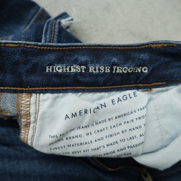 American Eagle Jeans Womens 14 Short Highest-Rise Jegging 26.5" Inseam Destroyed - Picture 10 of 16